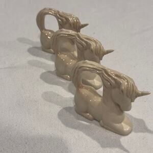 Vintage Ceramic Unicorn Napkin Rings - Set of 3 (1980s Kitsch)